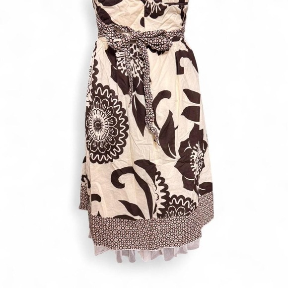 Y2K Floral Halter Dress Brown White Boho Print Summer Party Midi Size 7 - Picture 6 of 8
